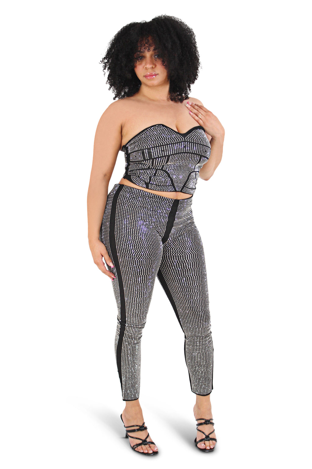 Studded Leggings and Crop Top Set