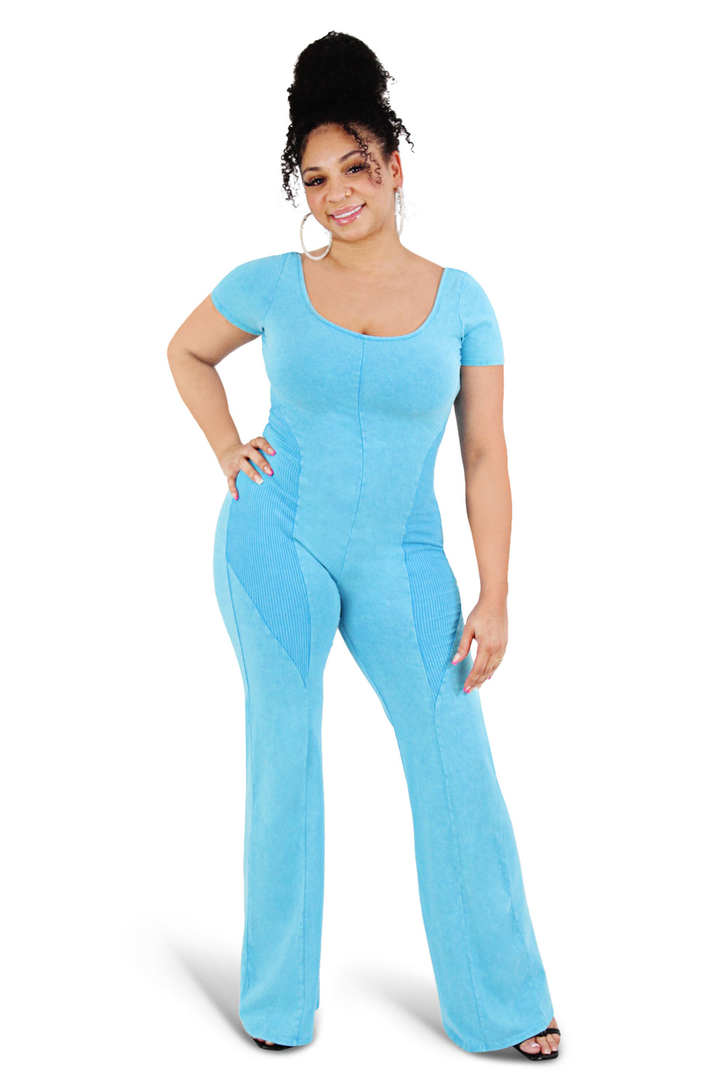 Ella Blue Mineral Wash Jumpsuit