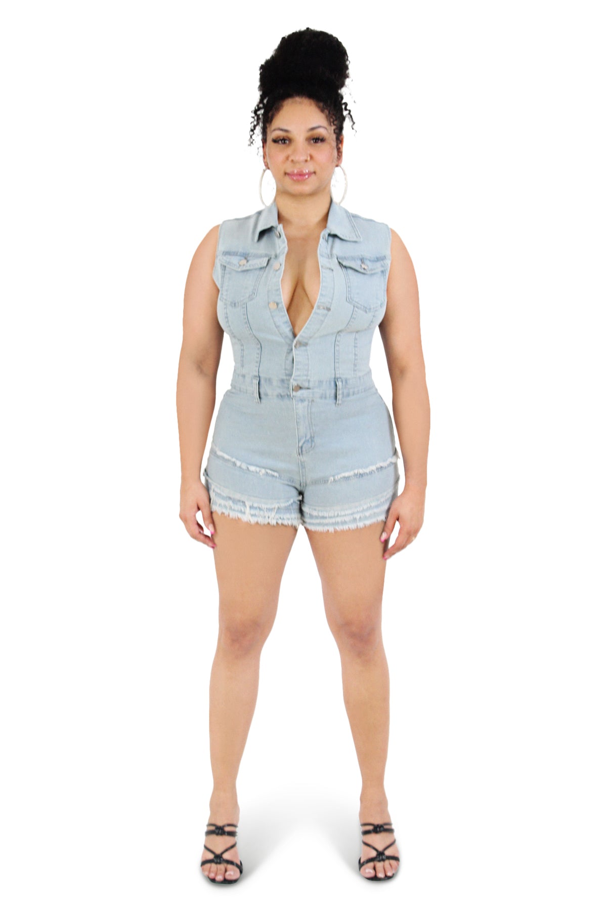 Ryan Light Blue Denim Romper