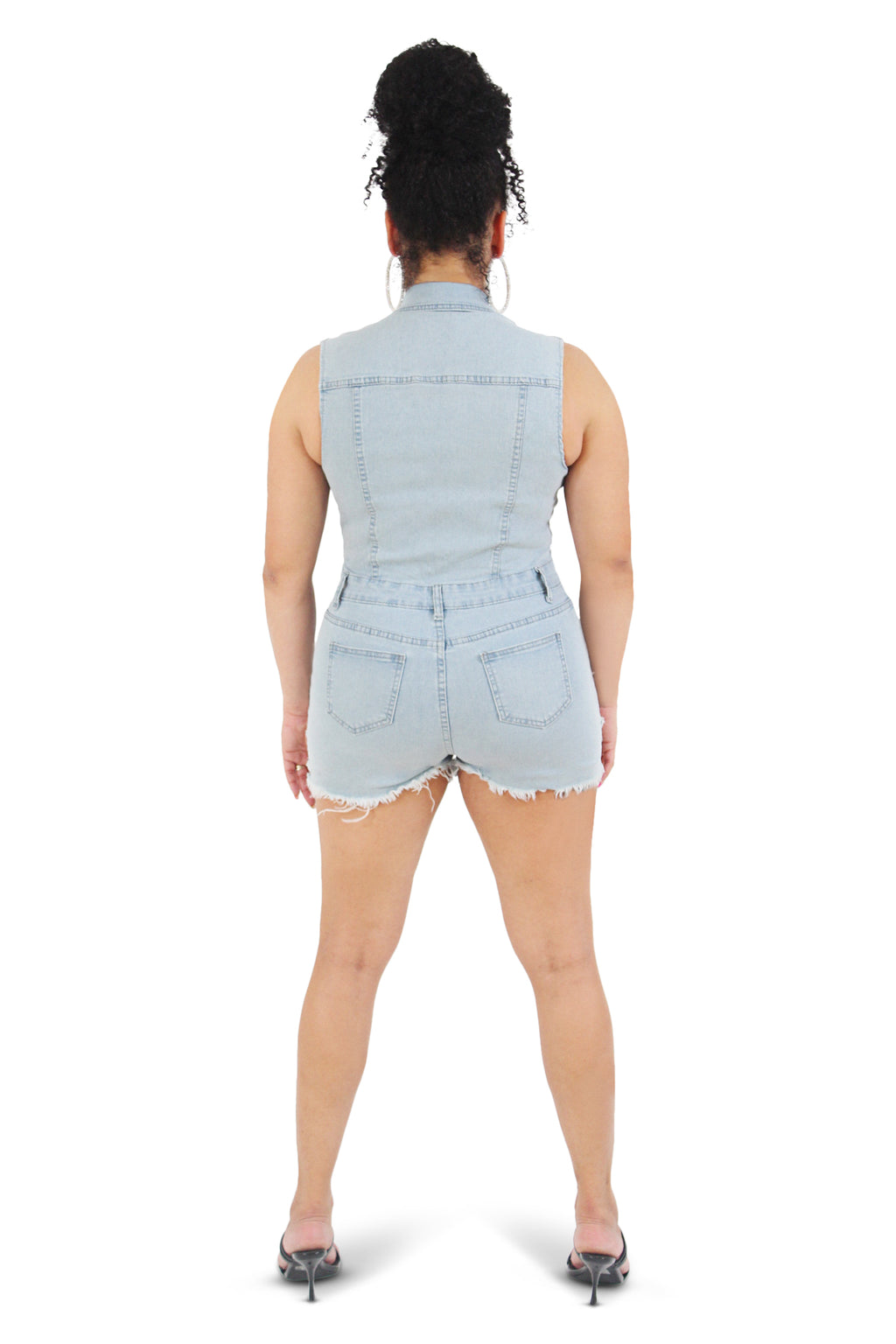 Ryan Light Blue Denim Romper