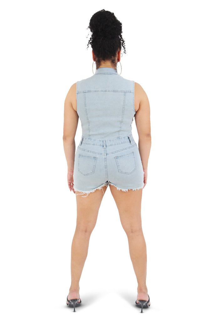 Ryan Light Blue Denim Romper