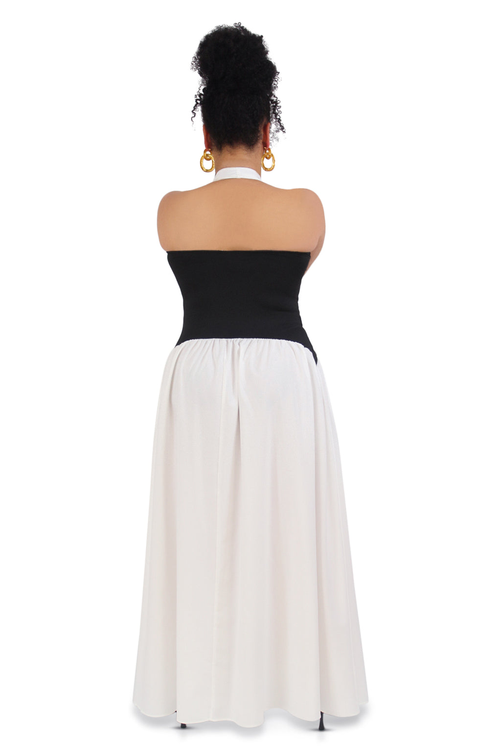 Indie White Contrasting Torso Maxi Dress