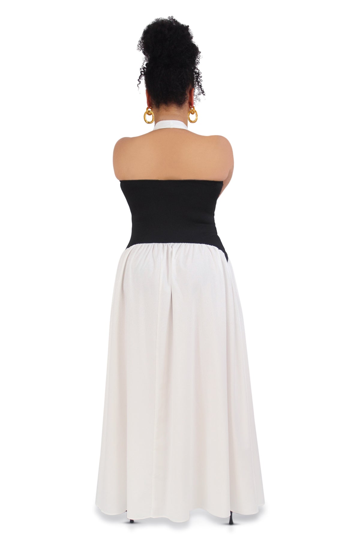 Indie White Contrasting Torso Maxi Dress