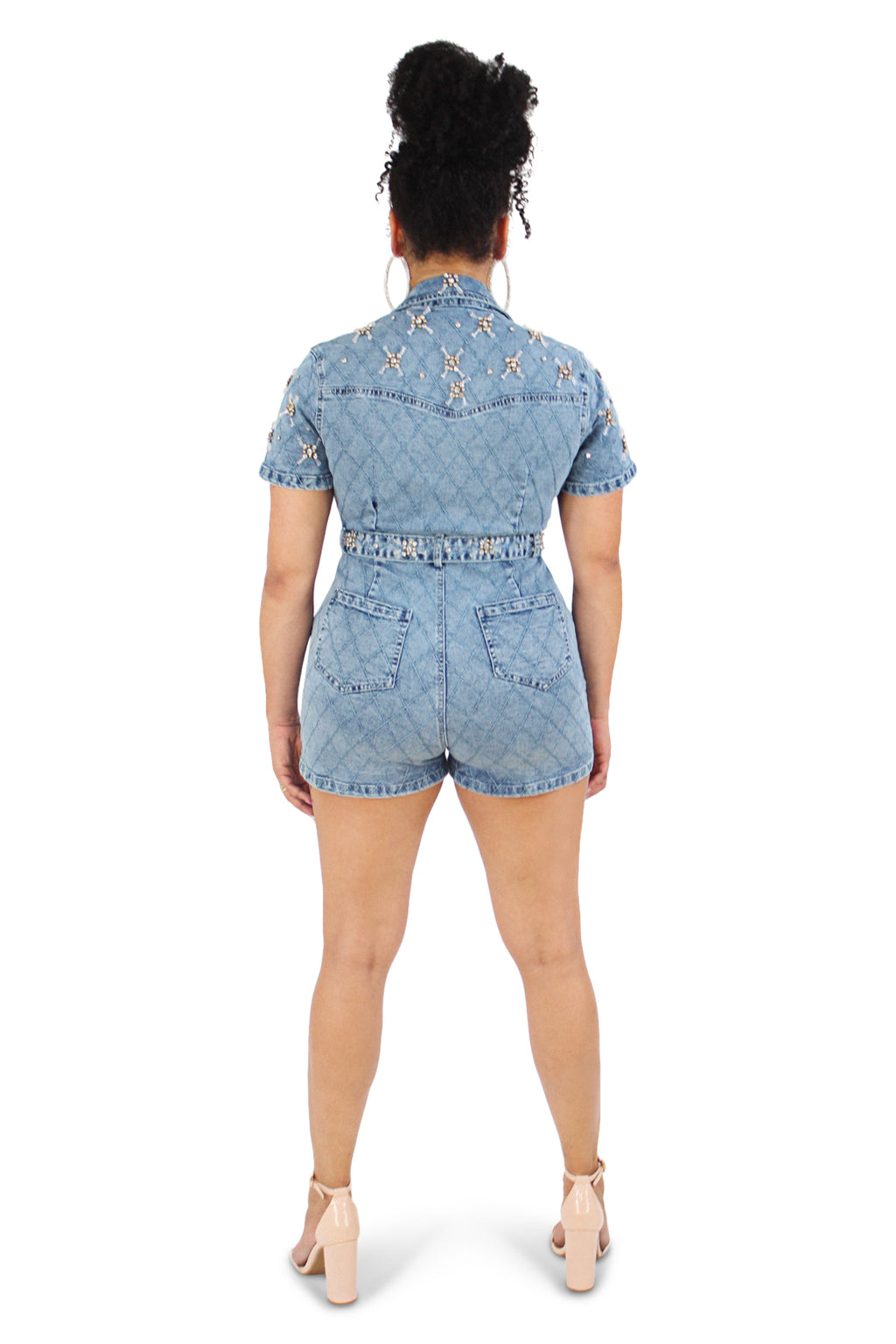 Lilli Denim Rhinestone Embellished Romper
