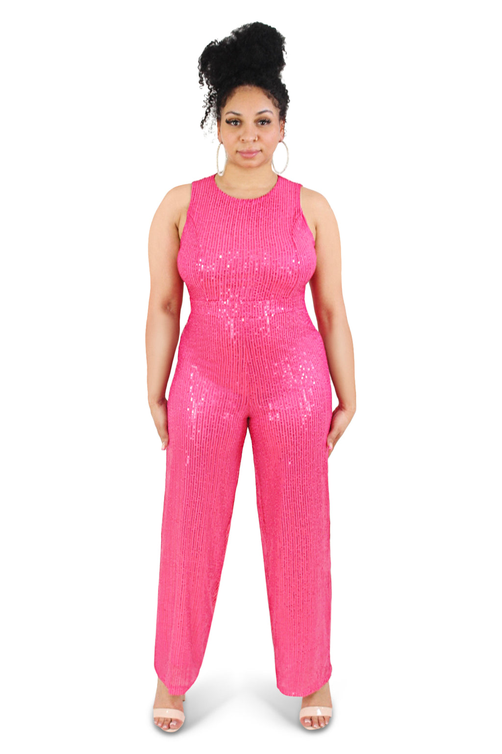 Zuri Pink Sequins Jumpsuit