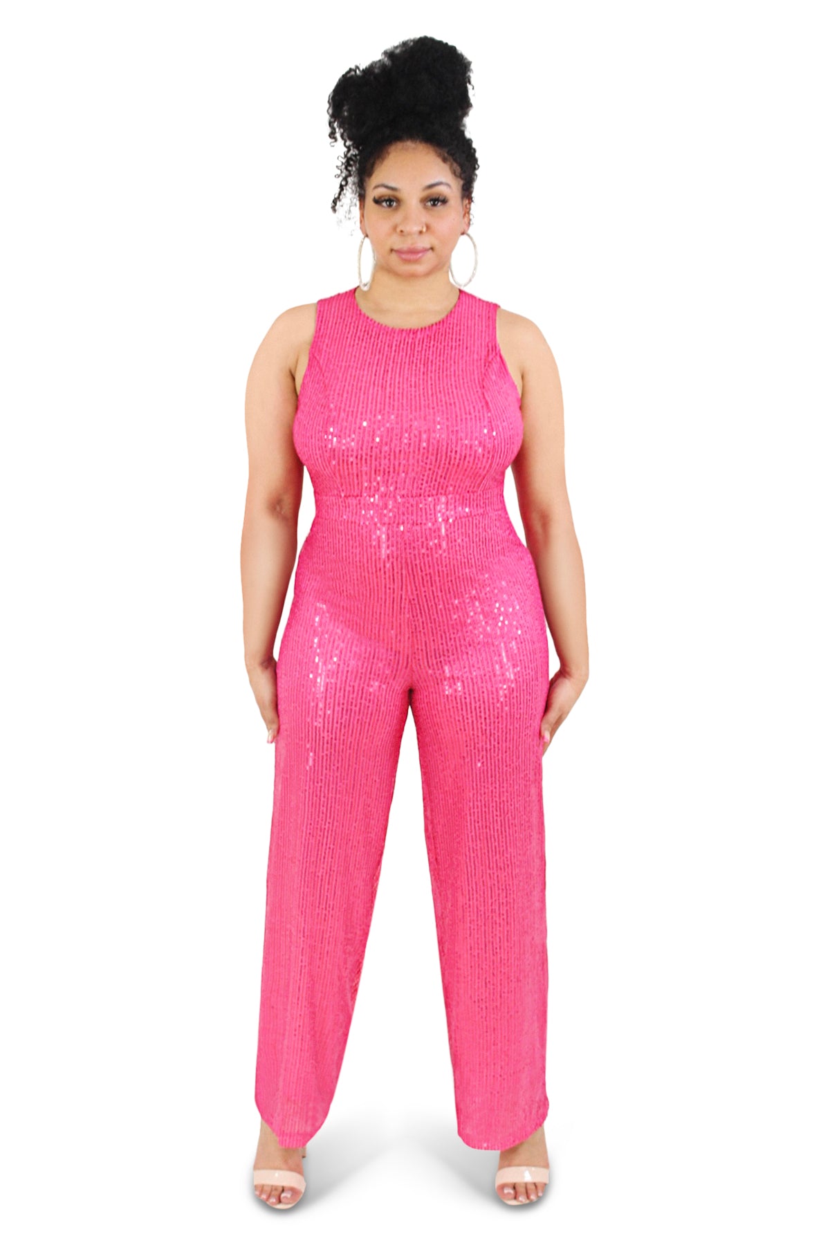 Zuri Pink Sequins Jumpsuit