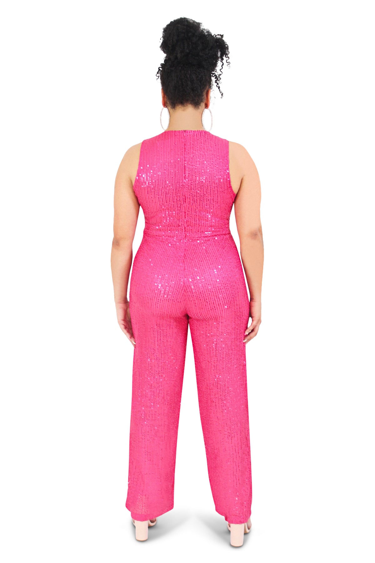 Zuri Pink Sequins Jumpsuit