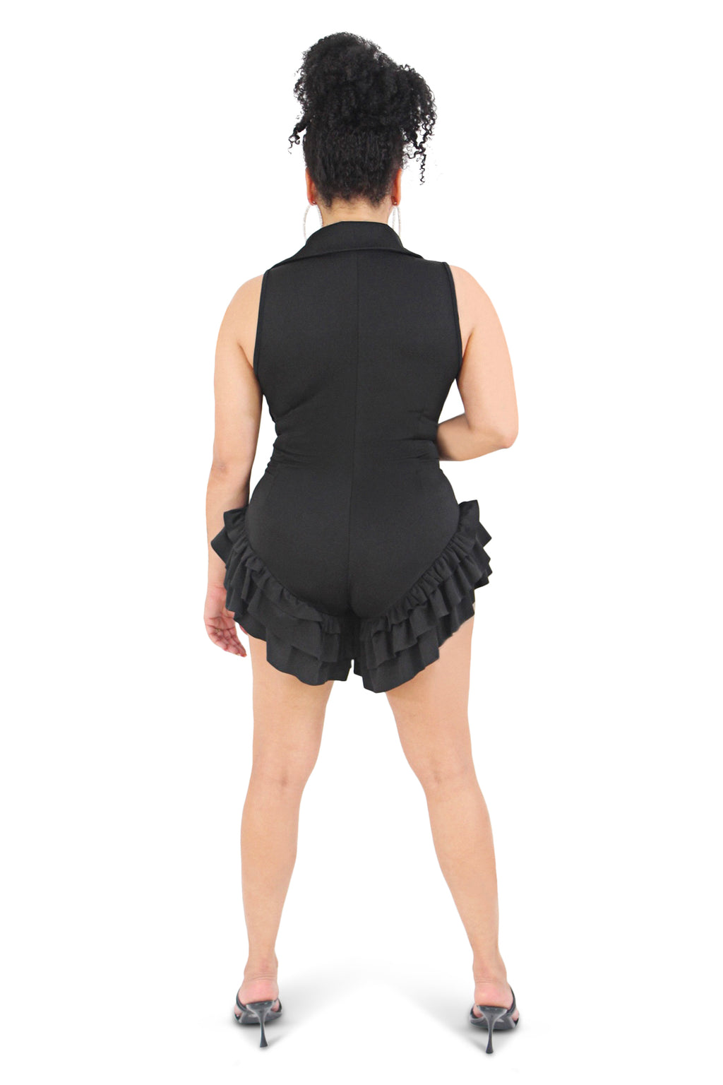 Mila Black Ruffle Leg Romper