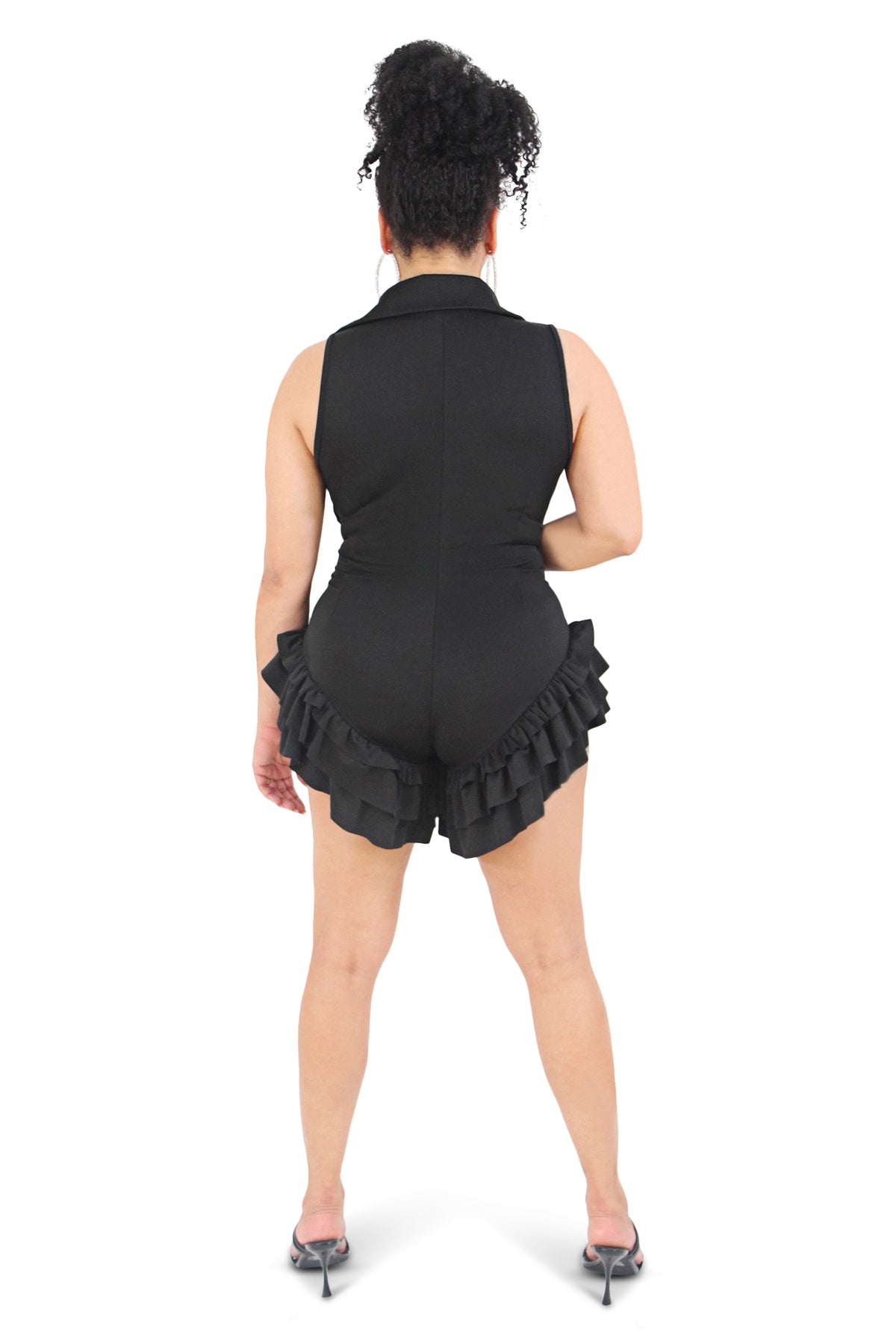 Mila Black Ruffle Leg Romper