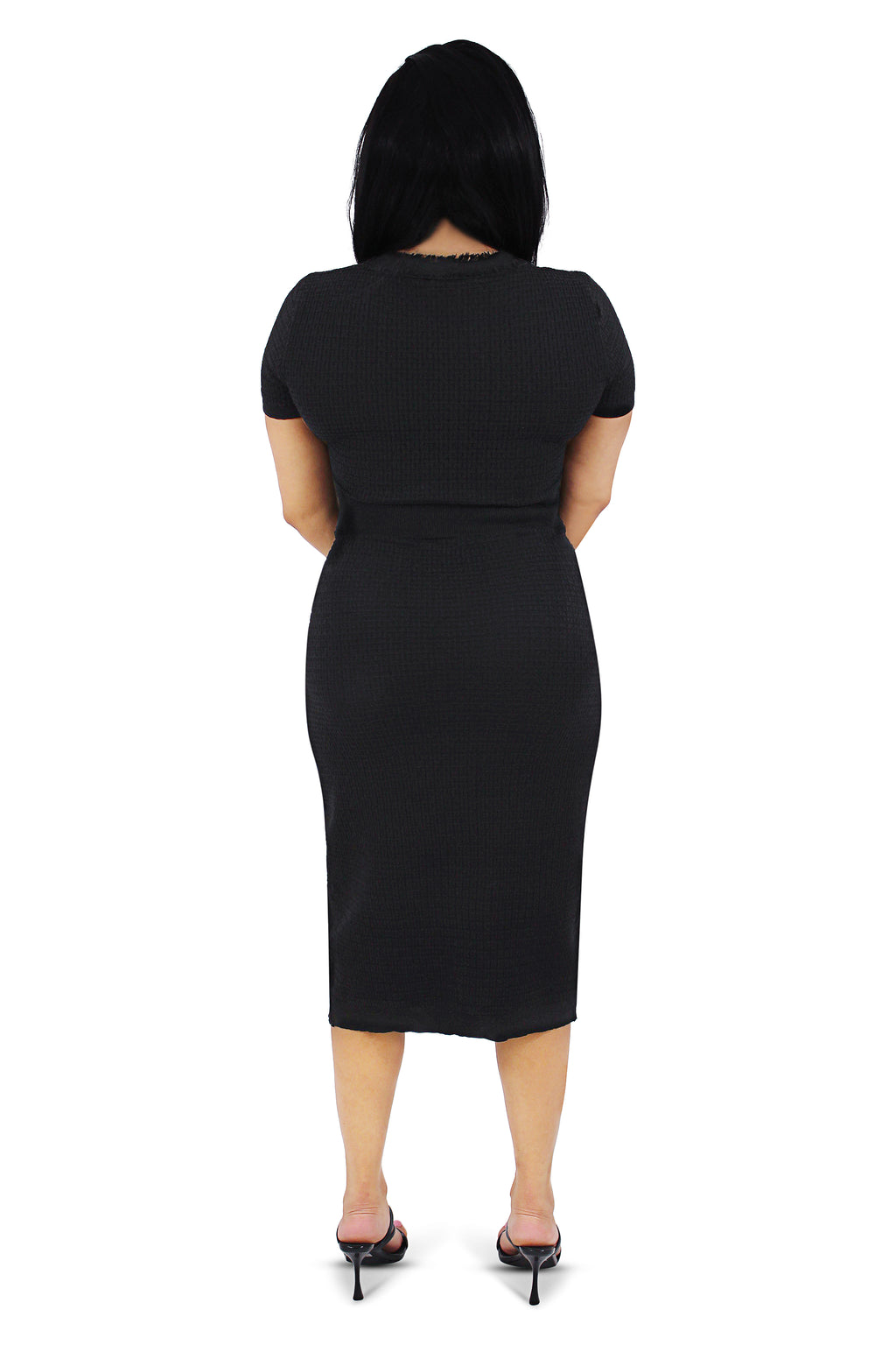 Lani Black V-Neck Midi Dress