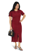 Drew Burgundy Round Neck Knit Midi Dress