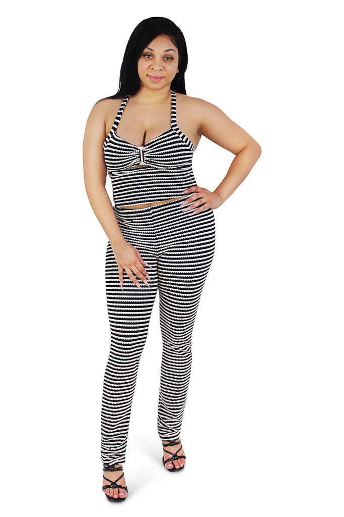 Black & White Stripe Pant Set