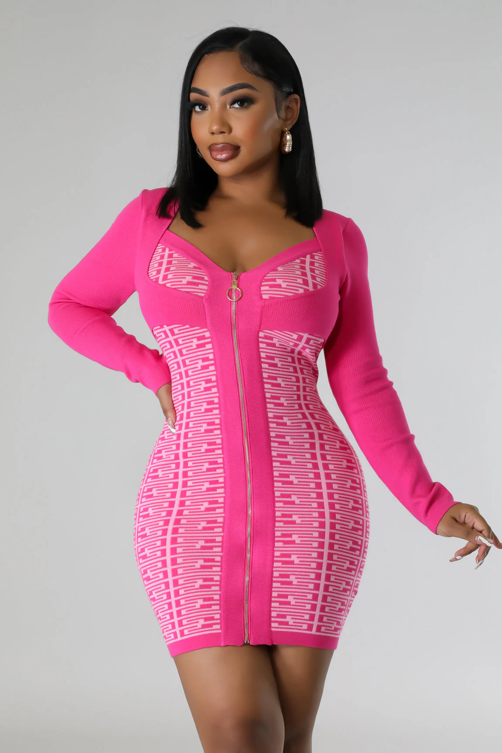 PINK BANDAGE MINI DRESS