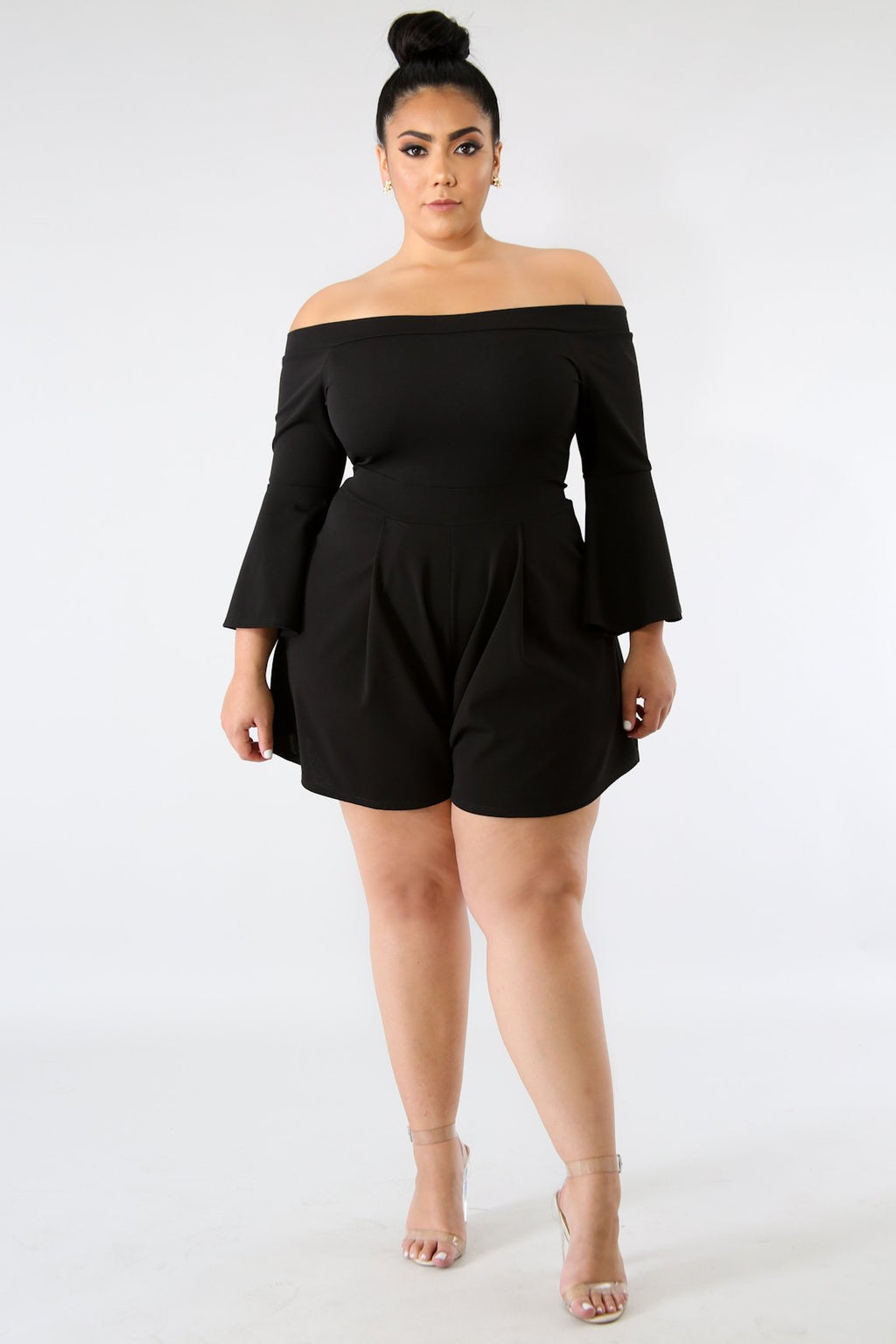 PLUS SIZE Black Off Shoulder Romper