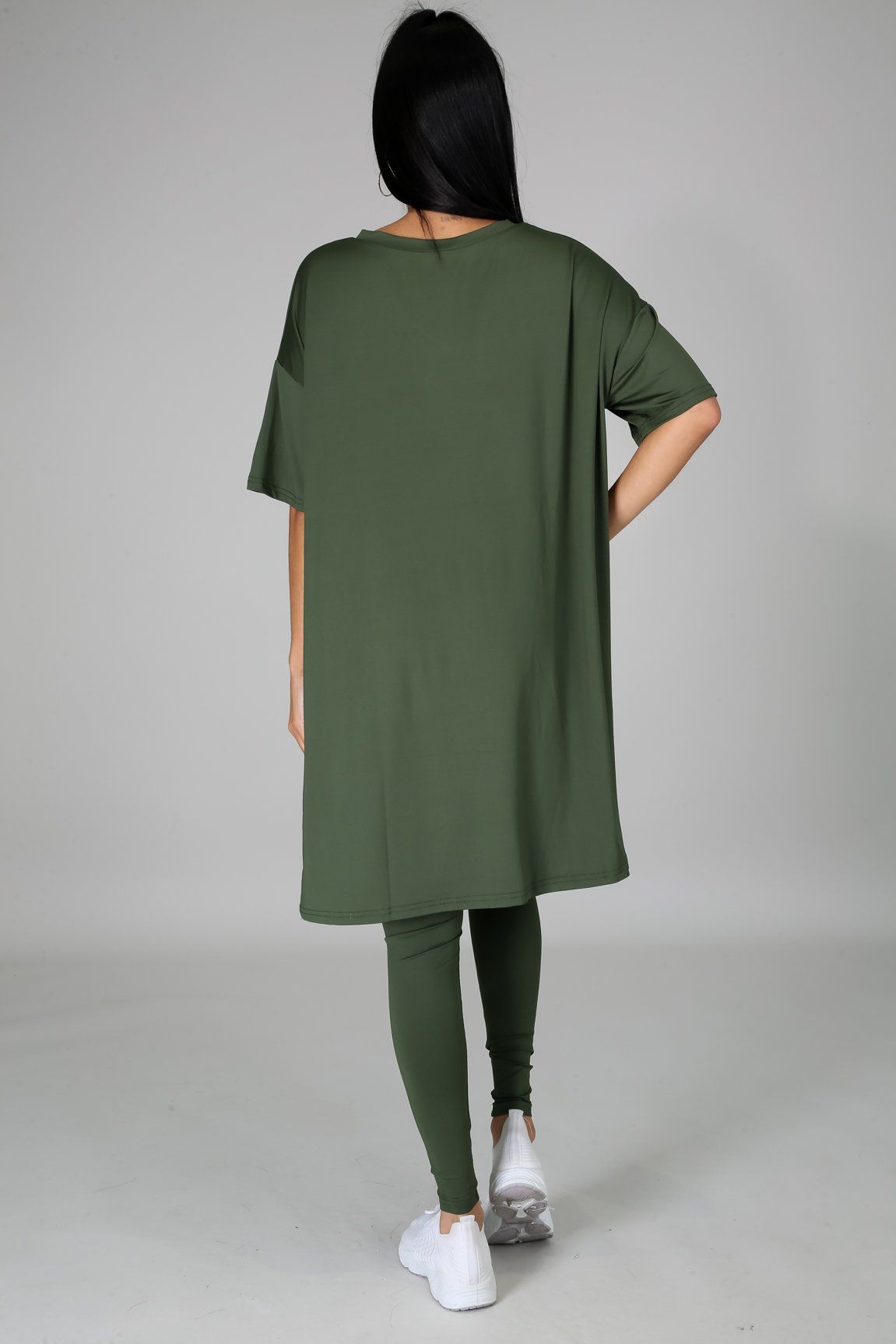 Nahlia Olive Green Oversized Tunic & Legging Set