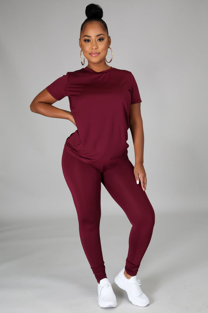 Luna Black Jersey Round Neck Top & Legging Set