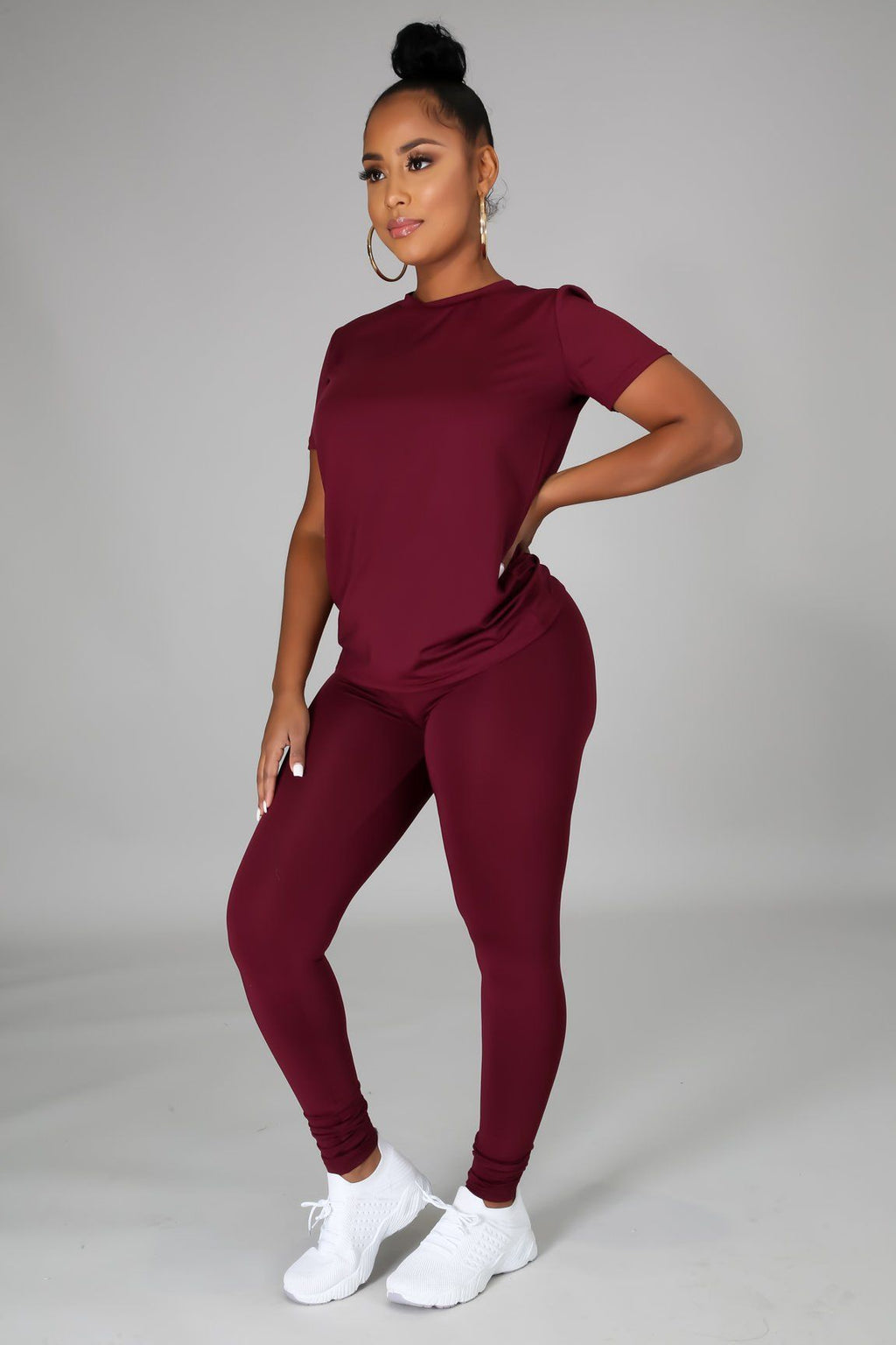 Luna Black Jersey Round Neck Top & Legging Set