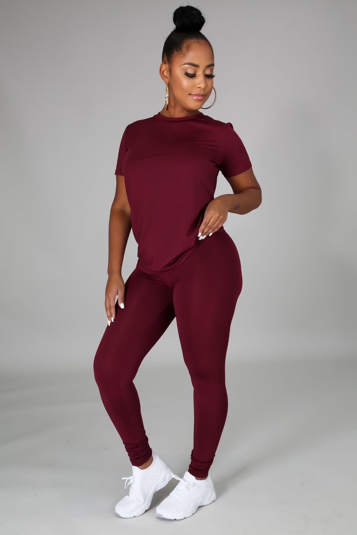 Luna Black Jersey Round Neck Top & Legging Set