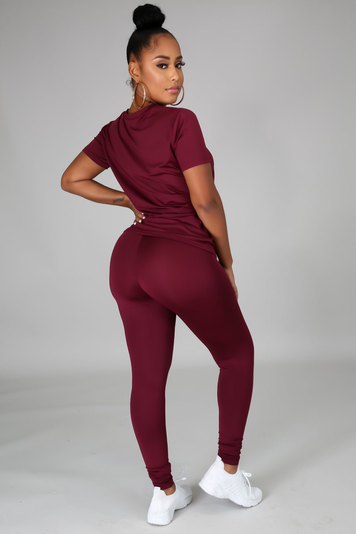 Luna Black Jersey Round Neck Top & Legging Set