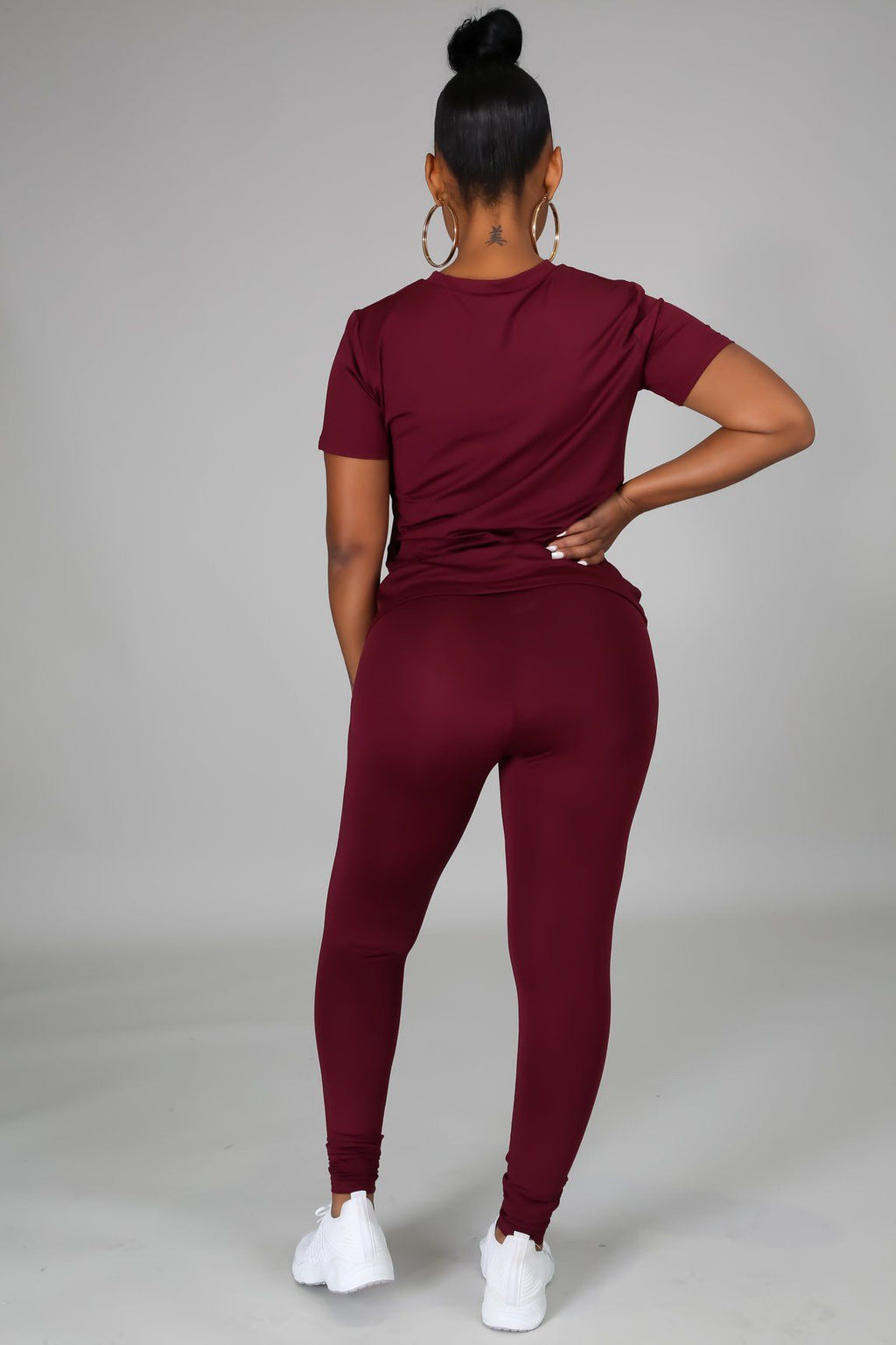 Luna Black Jersey Round Neck Top & Legging Set