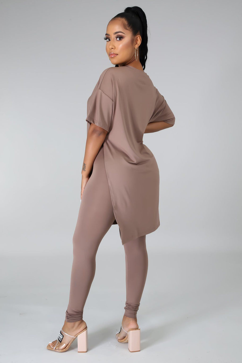 Nahlia Taupe Oversized Tunic & Legging Set