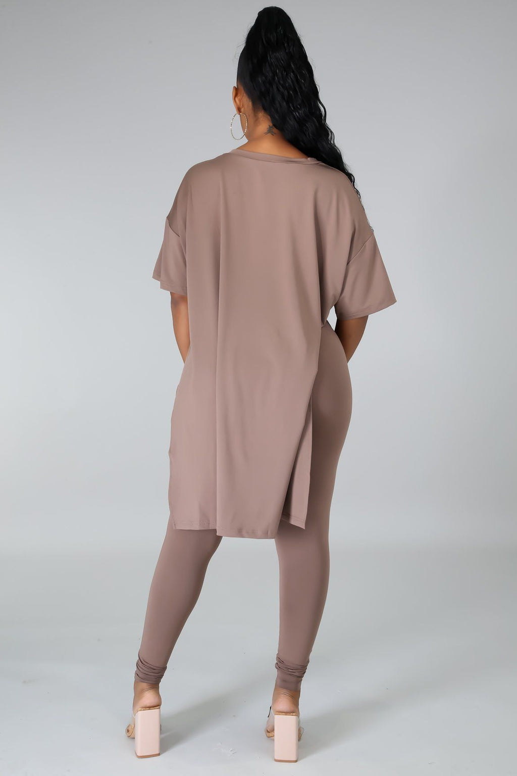 Nahlia Taupe Oversized Tunic & Legging Set