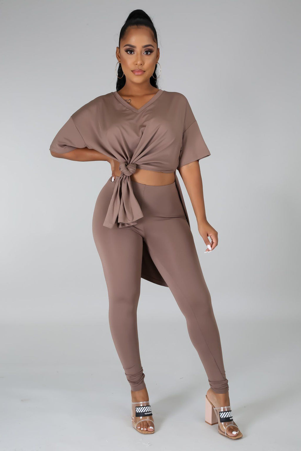 Nahlia Taupe Oversized Tunic & Legging Set